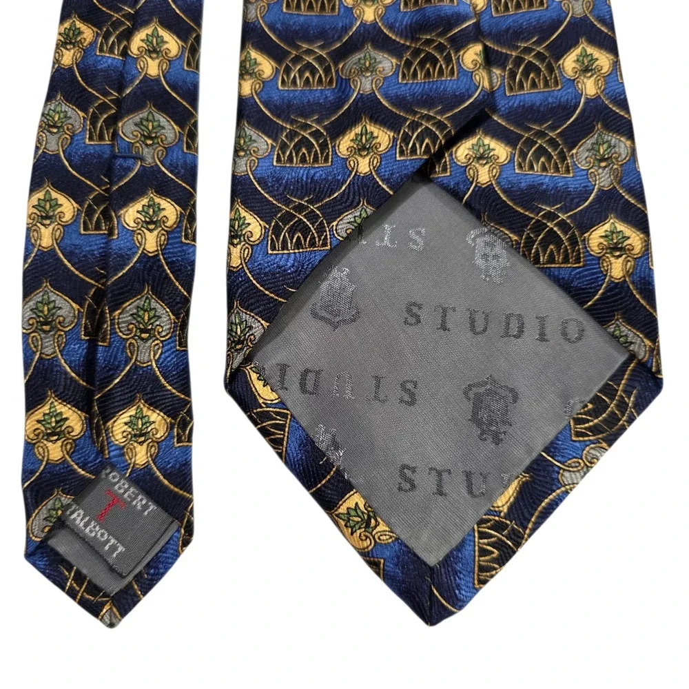 Robert Talbott Lindsay Odom Mens Necktie Blue Floral Silk Hand Sewn‎ USA Boho